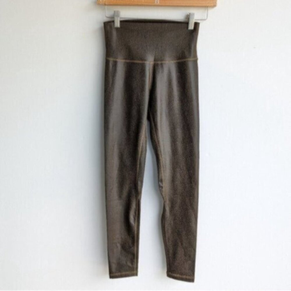 Aura brown faux leather high rise leggings